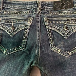 Miss Me Jeans with stud and rhinestone detail- Signature Boot Size 28